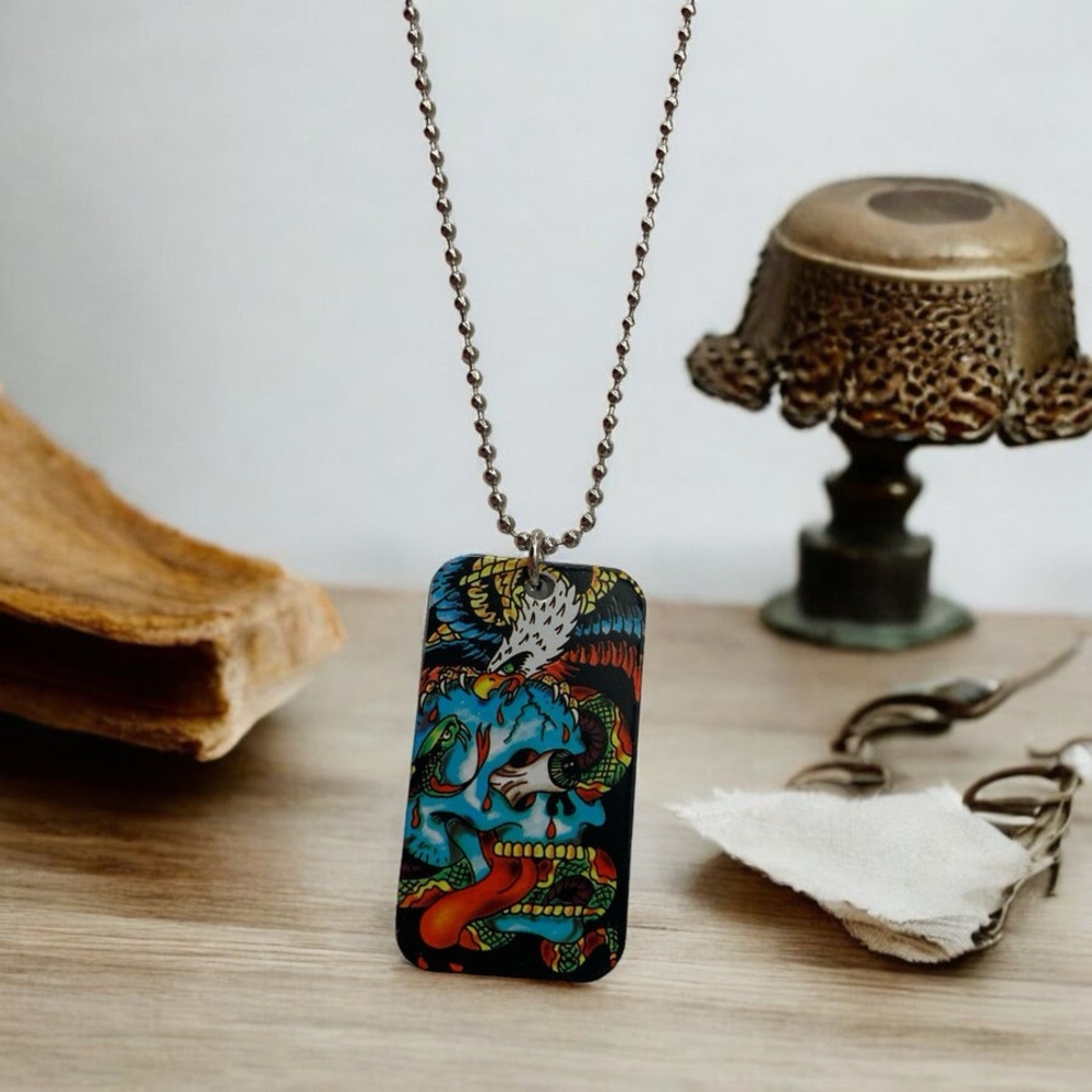 Ed Hardy skull dog tags